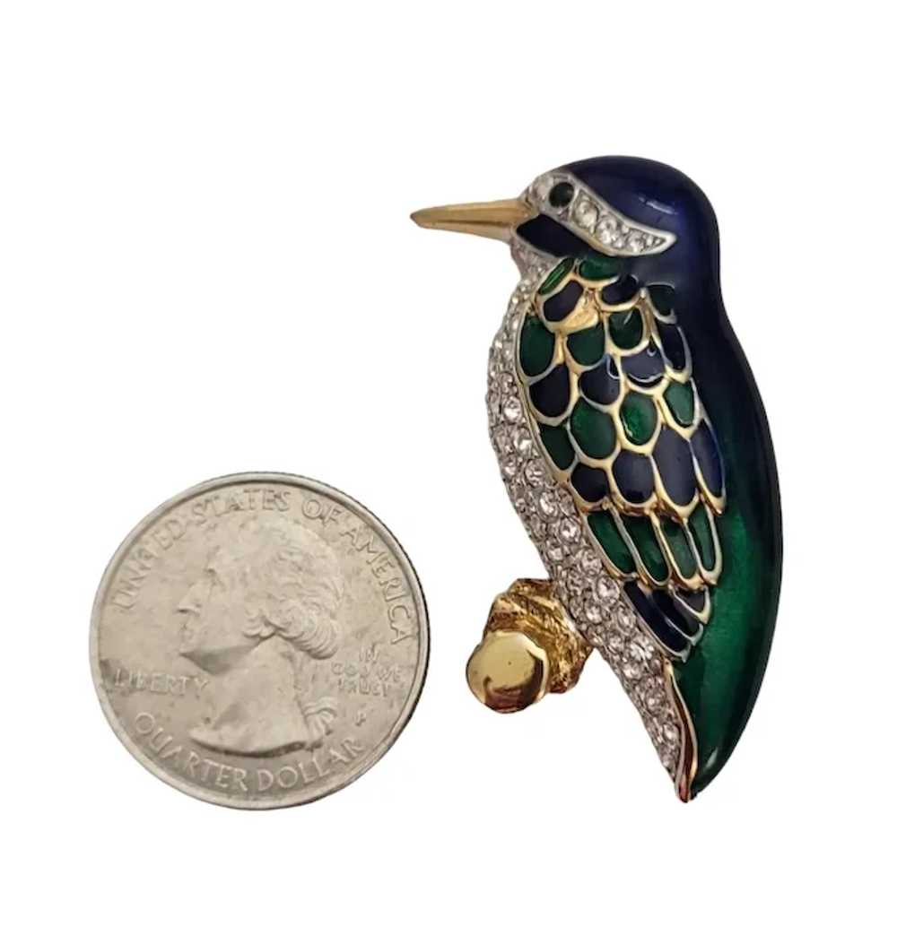 iG Brand Blue, Green Enamel Clear Rhinestone Bird… - image 9