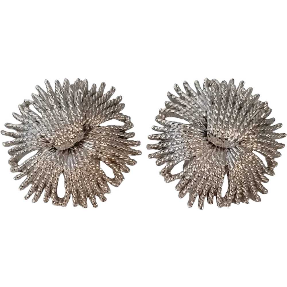 Monet Silver Tone Starburst Cordelia Clip-On Earr… - image 1