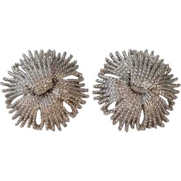 Monet Silver Tone Starburst Cordelia Clip-On Earr… - image 1