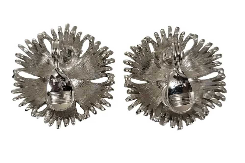 Monet Silver Tone Starburst Cordelia Clip-On Earr… - image 4