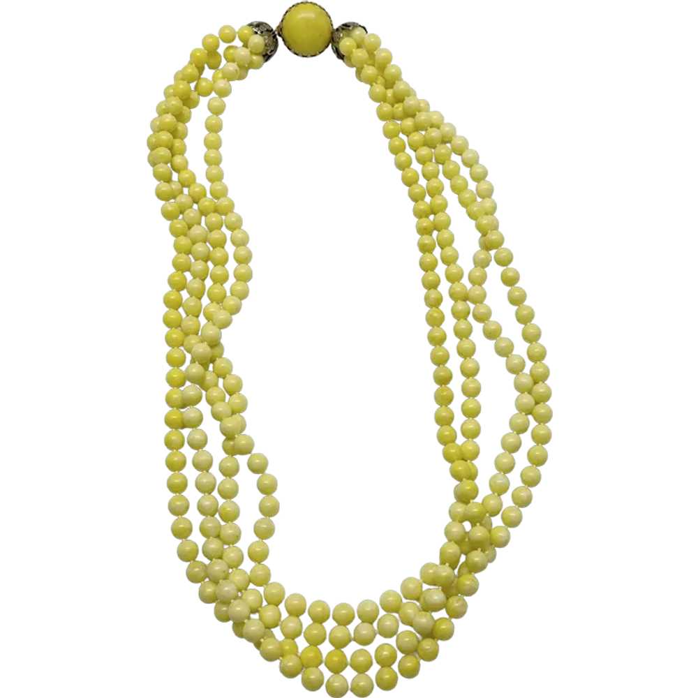 Vintage yellow multi strand necklace - image 1