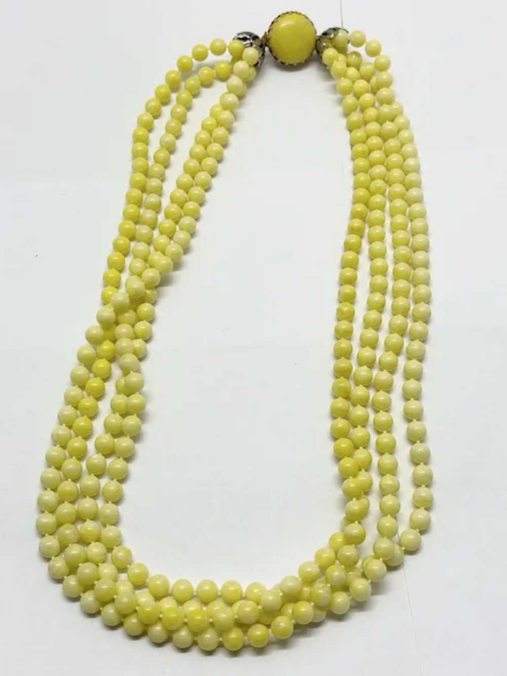 Vintage yellow multi strand necklace - image 2