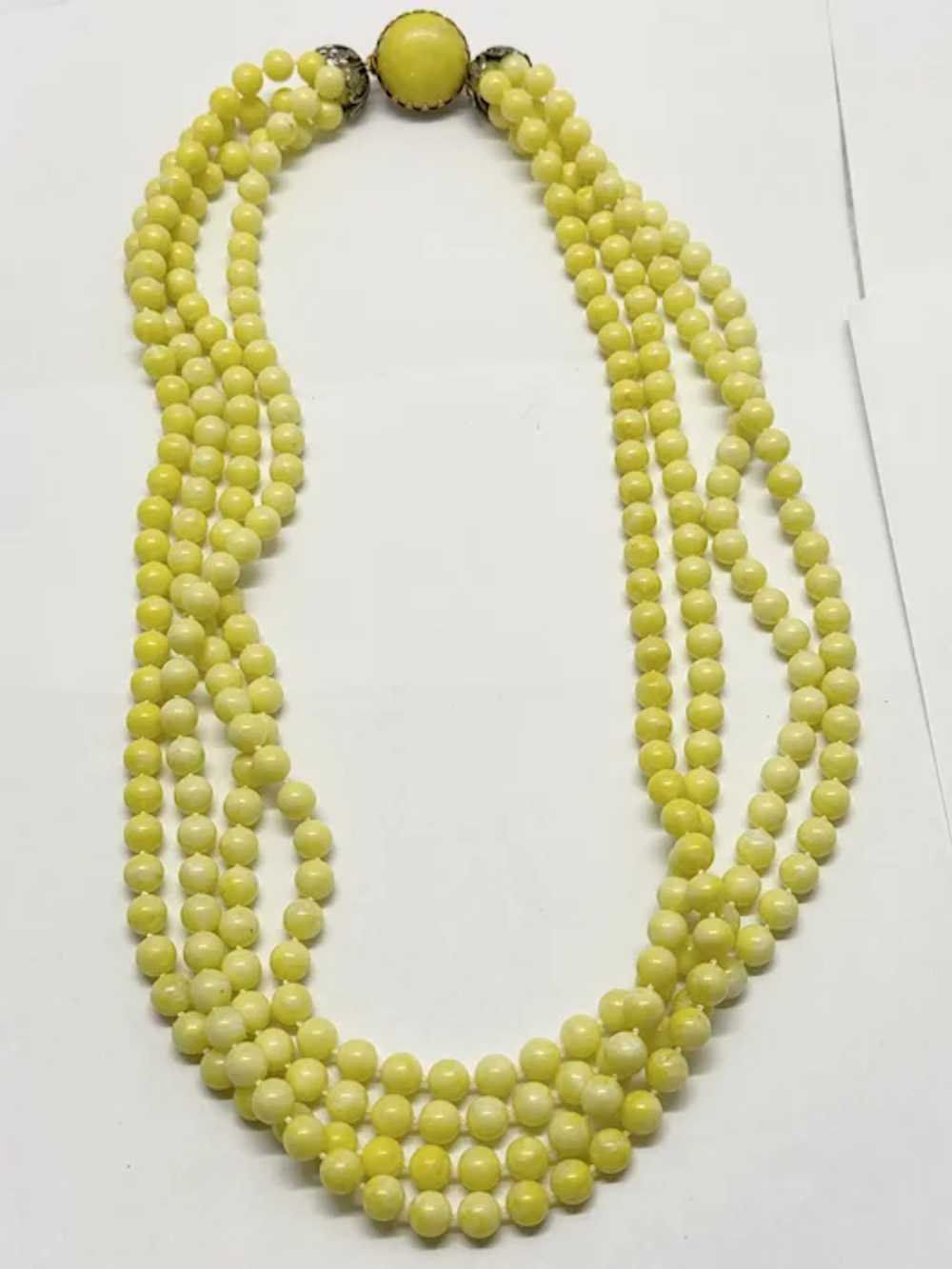 Vintage yellow multi strand necklace - image 3