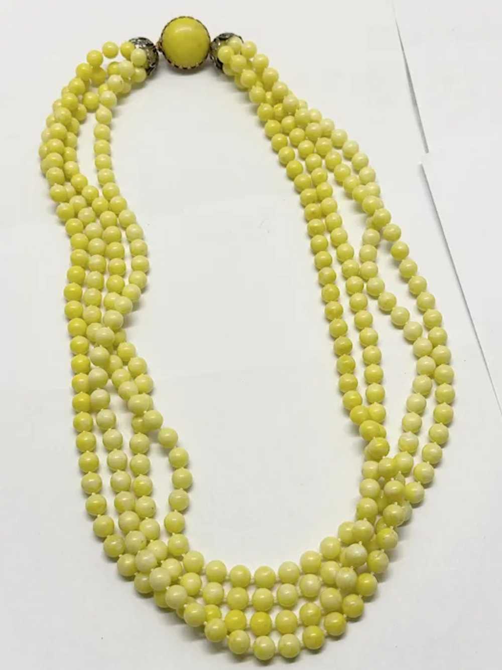 Vintage yellow multi strand necklace - image 4