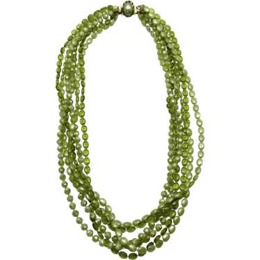 Vintage green multi strand beaded necklace