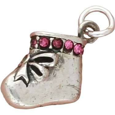 Sterling Silver Jelaine Pink Rhinestone Baby Shoe 