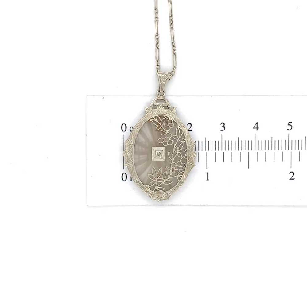 14K Rock Crystal Quartz and Diamond Pendant with … - image 8