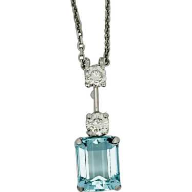 Vintage Estate Aquamarine & Diamond Pendant