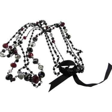 Red, Black and Clear Crystal Necklace