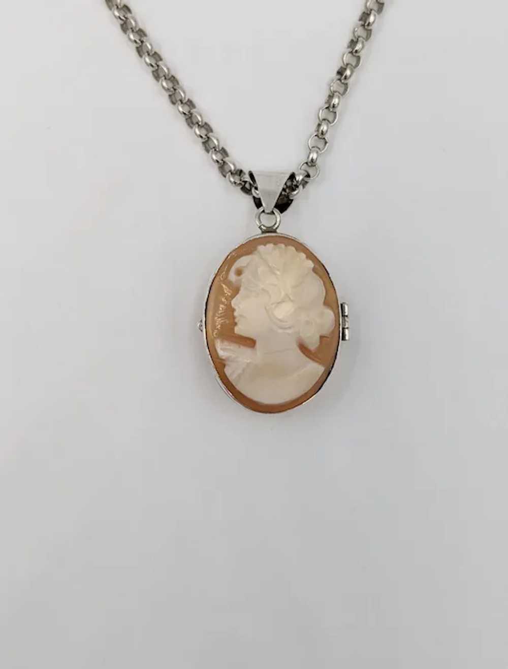 Vintage Cameo Sterling Silver Locket Double Sided… - image 12