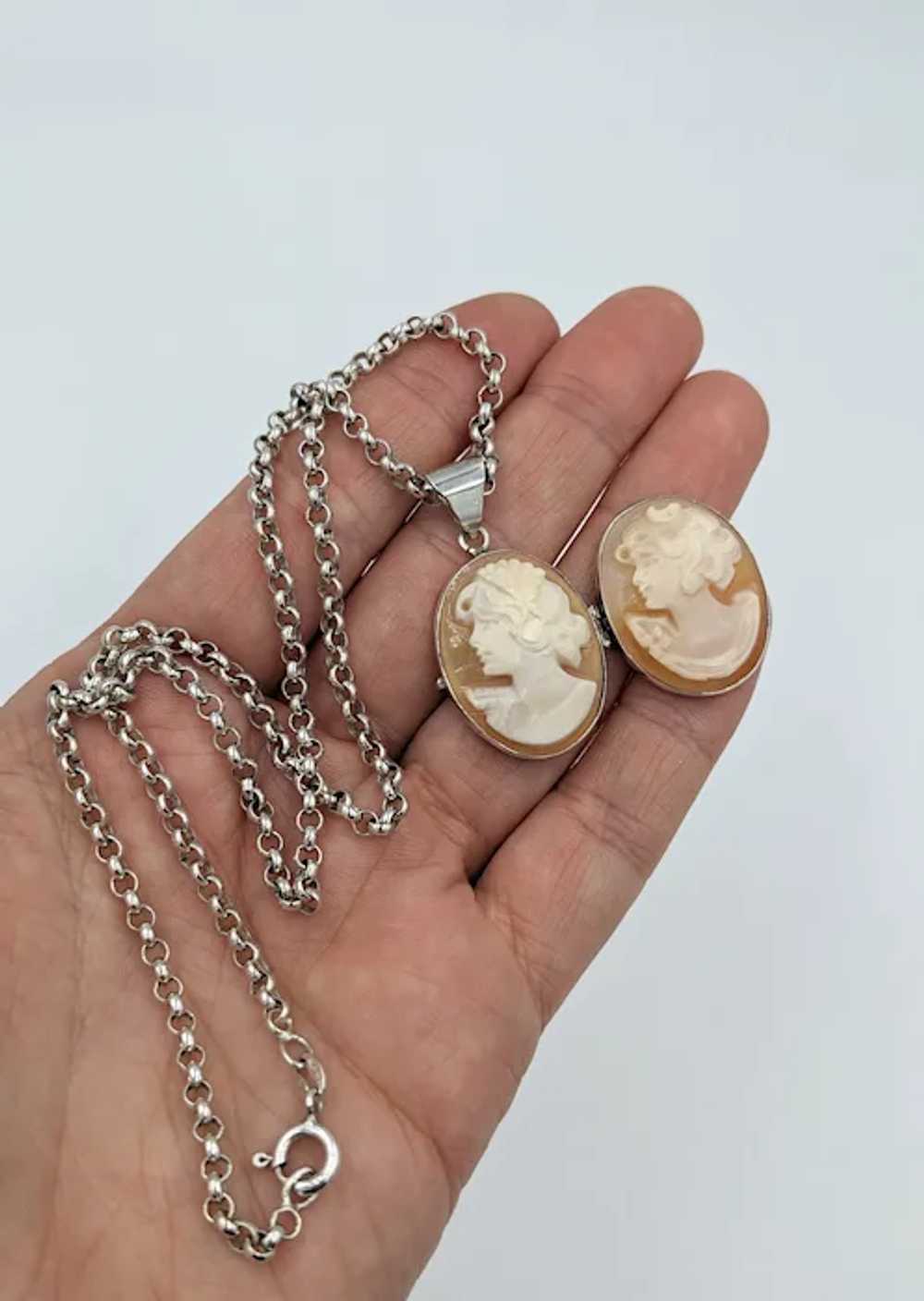 Vintage Cameo Sterling Silver Locket Double Sided… - image 7