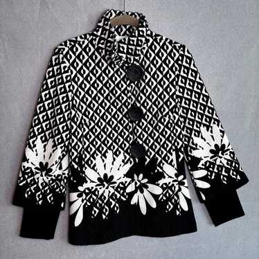 Joseph Ribkoff Cream & Black Geometric Jacket Size