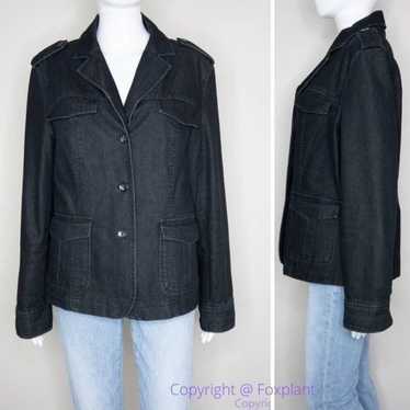 NWOT Attention women's black jean jacket with epau