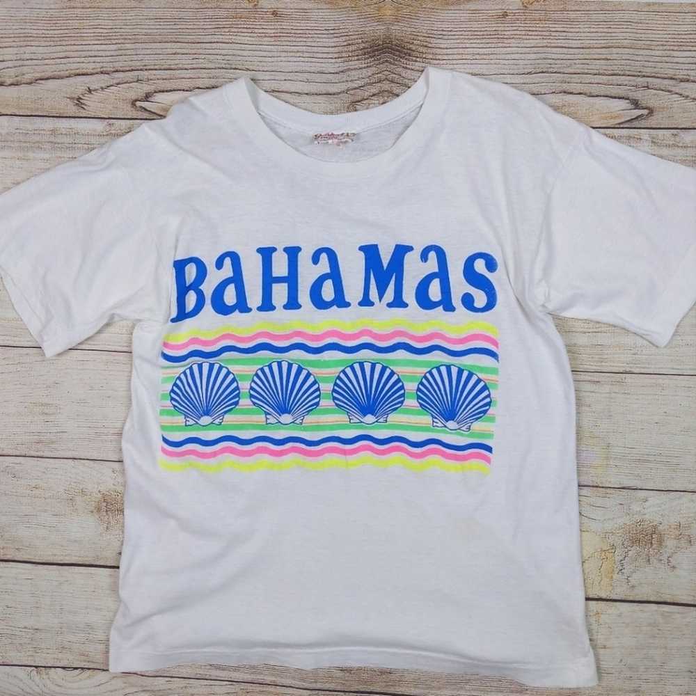 VTG 80's Bahamas Souvenir Cotton T-Shirt Golden A… - image 1