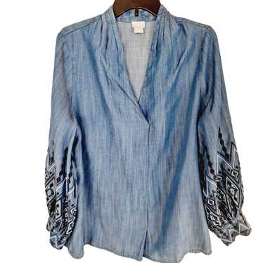 Chicos Chicos Embroidered Sleeve Tunic Top Size 12