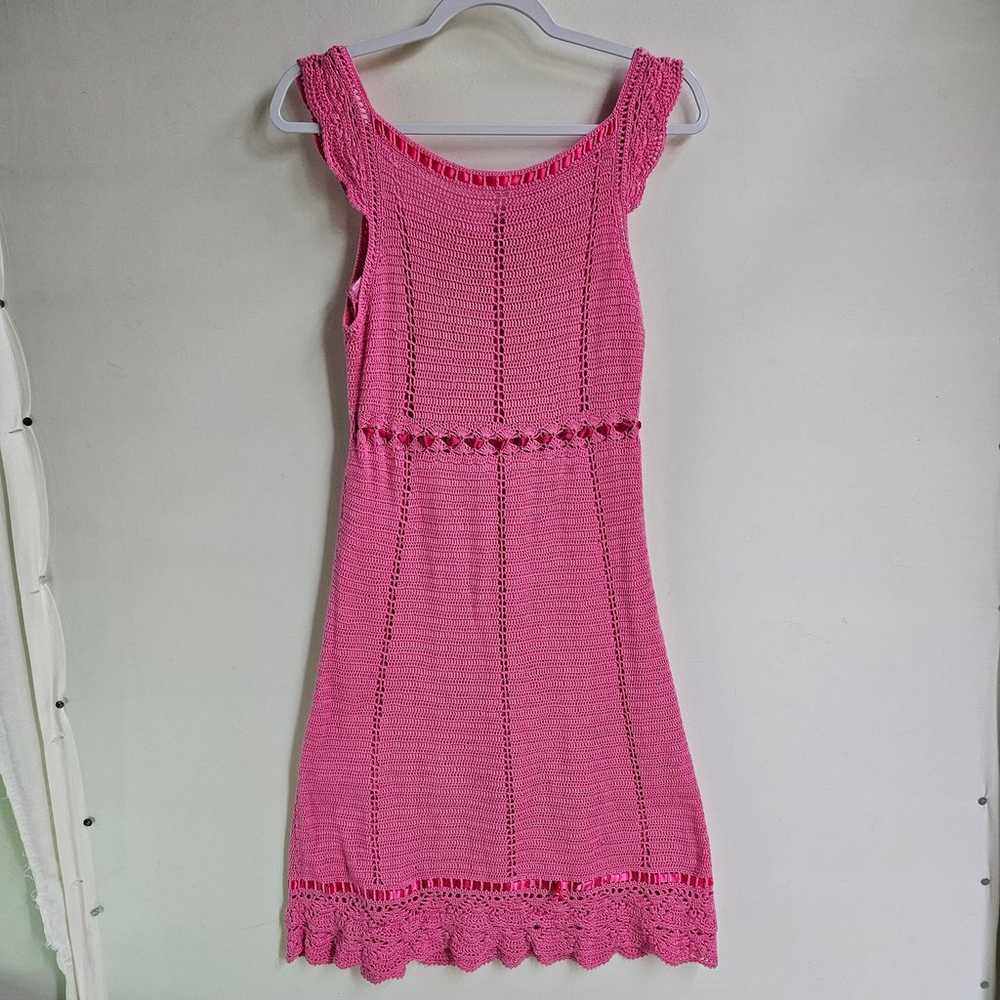 Vintage Lilly Pulitzer Pink Crochet Dress Size M … - image 2