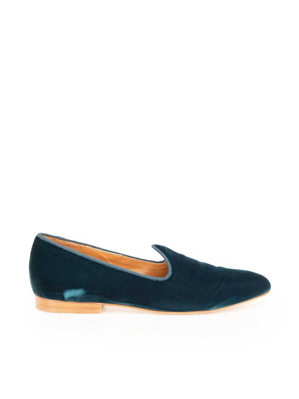 Le Monde Beryl Teal Blue Velvet Loafers - image 1