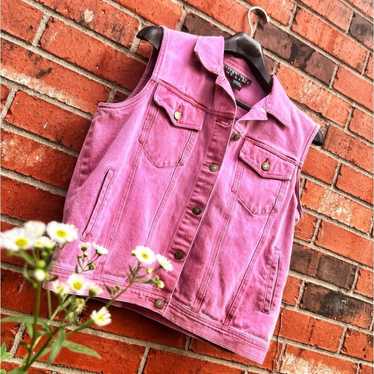 Vintage 90s NY Line Faded Red Jean Vest Women’s Si