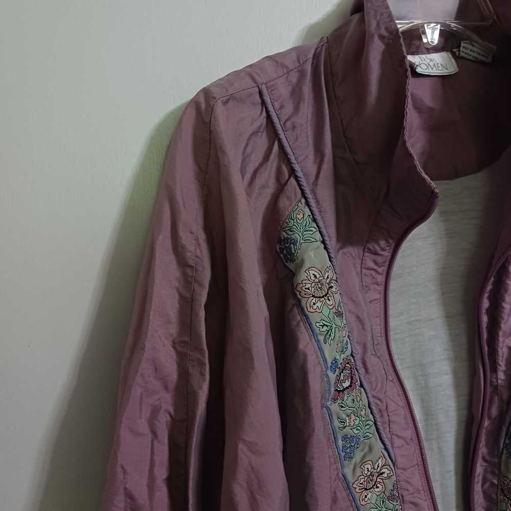 Vintage windbreaker mauve floral 2X Golden Girls … - image 2