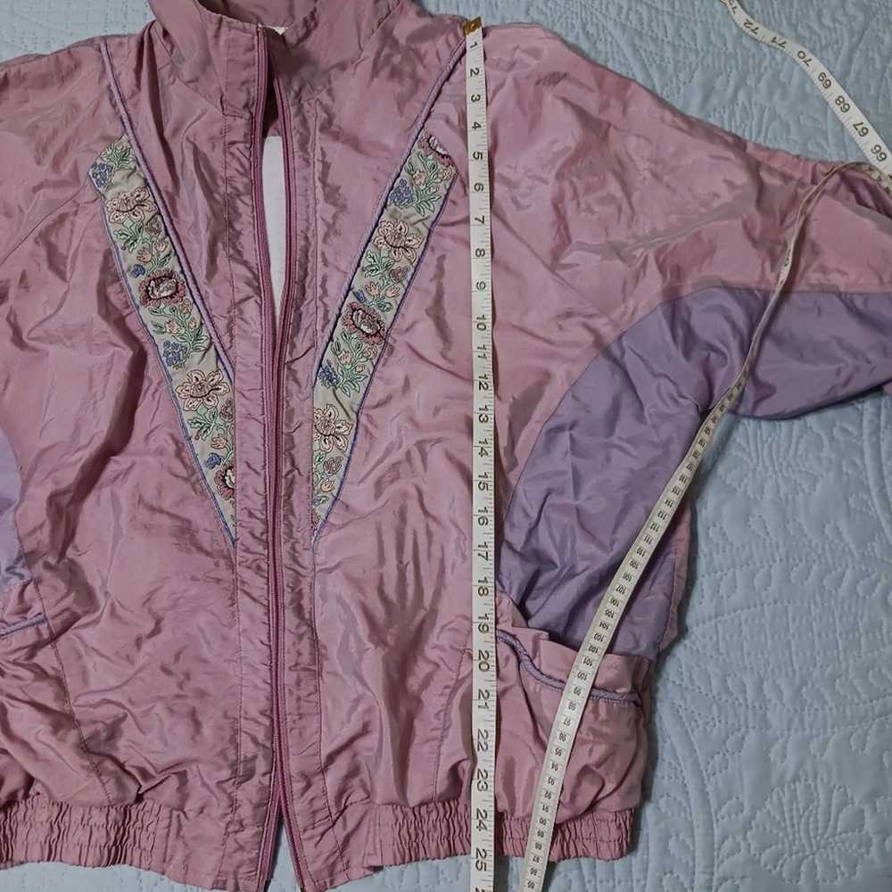 Vintage windbreaker mauve floral 2X Golden Girls … - image 6