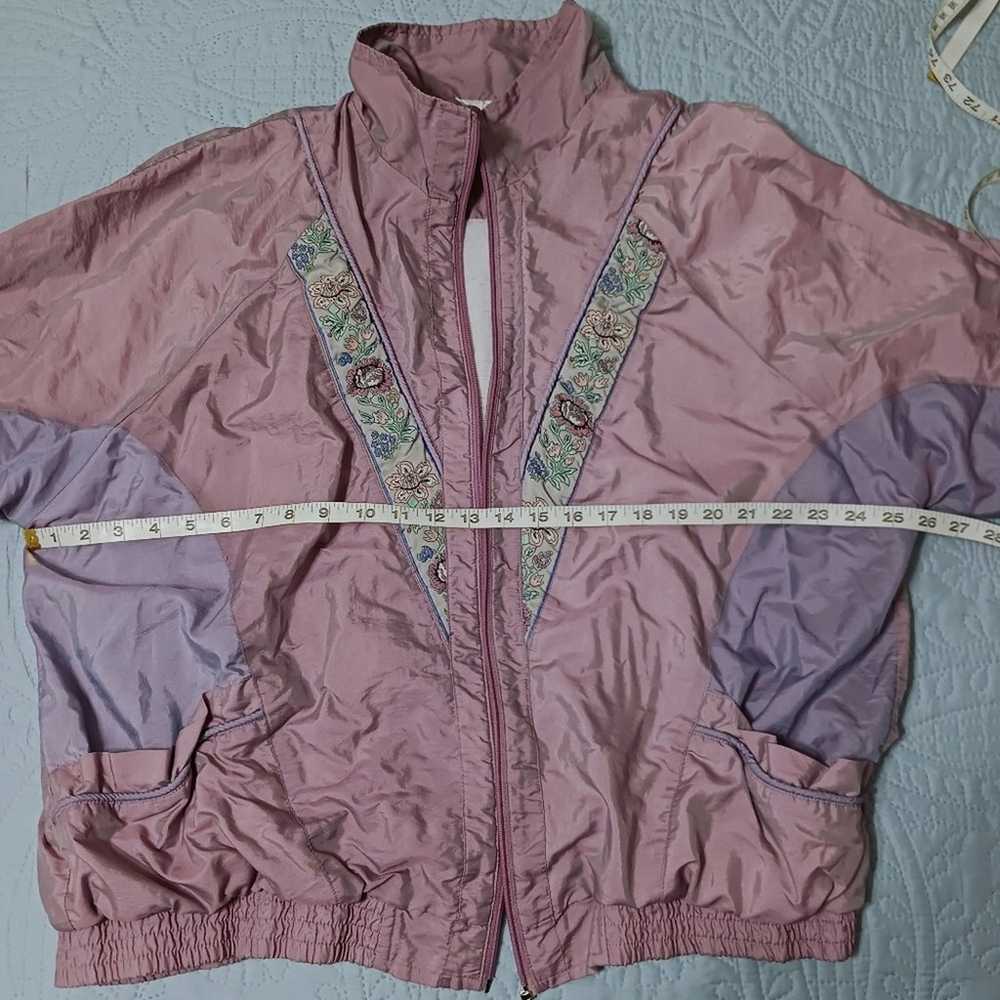 Vintage windbreaker mauve floral 2X Golden Girls … - image 7