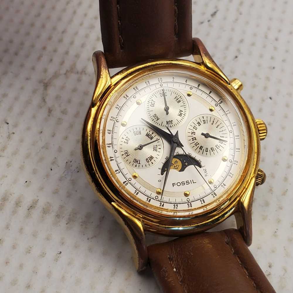 Rare Vintage Fossil TG-4012 Moon Phase QUARTZ JAP… - image 4