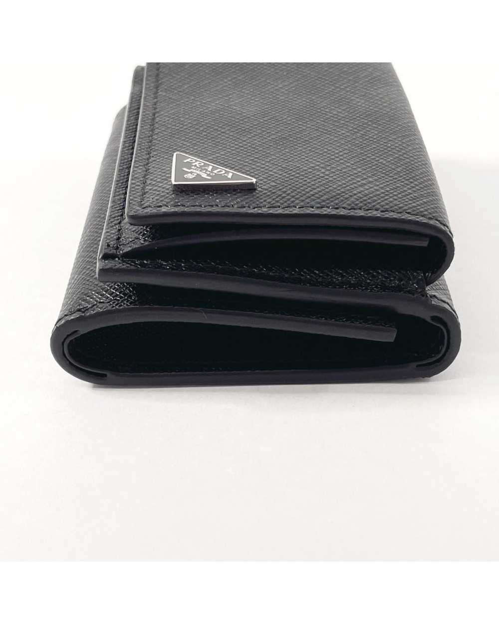 Prada Black Leather Trifold Wallet with Textured … - image 4