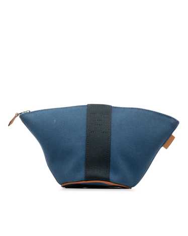 Hermes Canvas and Leather Top Zip Pouch - image 1