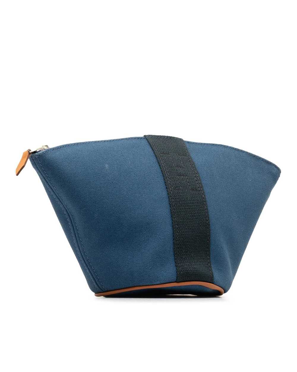Hermes Canvas and Leather Top Zip Pouch - image 2