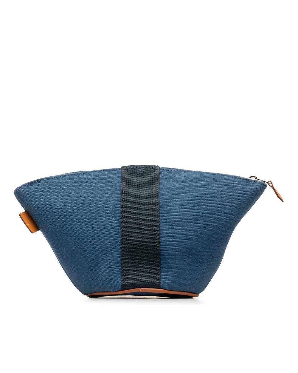 Hermes Canvas and Leather Top Zip Pouch - image 3