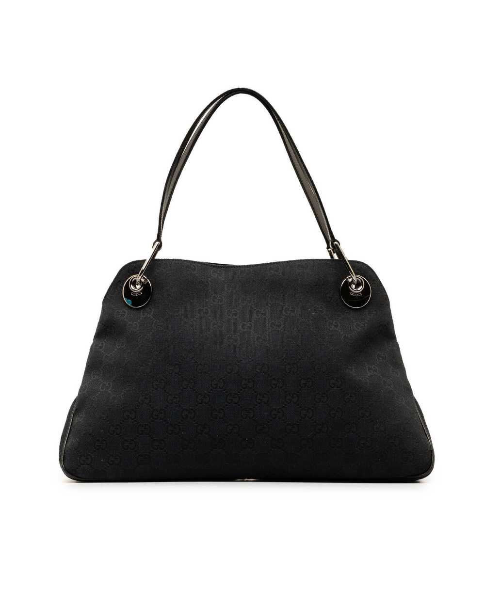 Gucci Canvas Shoulder Bag with Leather Trim and M… - image 3