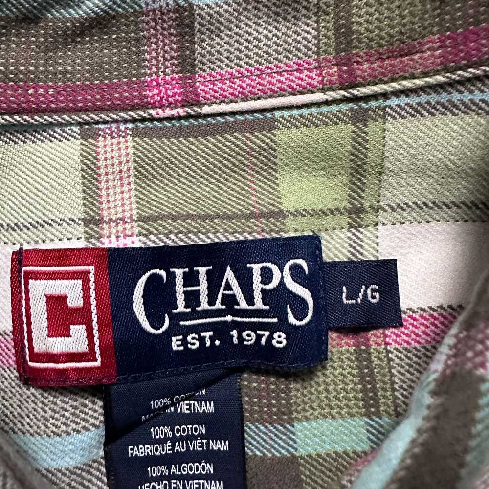Chaps Chaps green plaid flannel button down - image 5