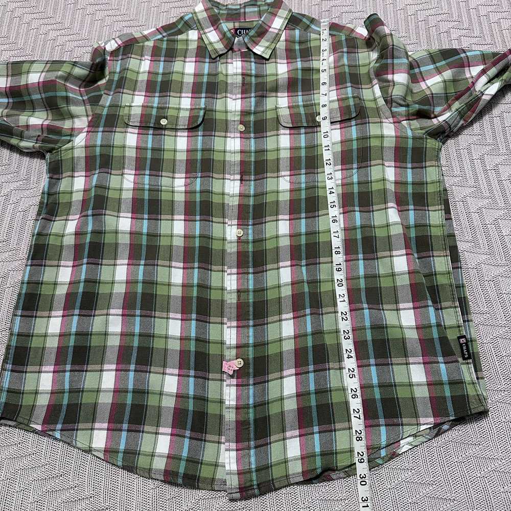 Chaps Chaps green plaid flannel button down - image 7