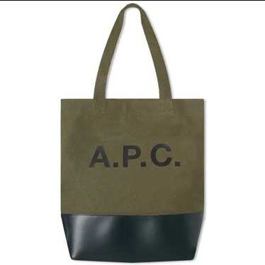 A. P. C Denim Leather Tote Bag Army Green Size L