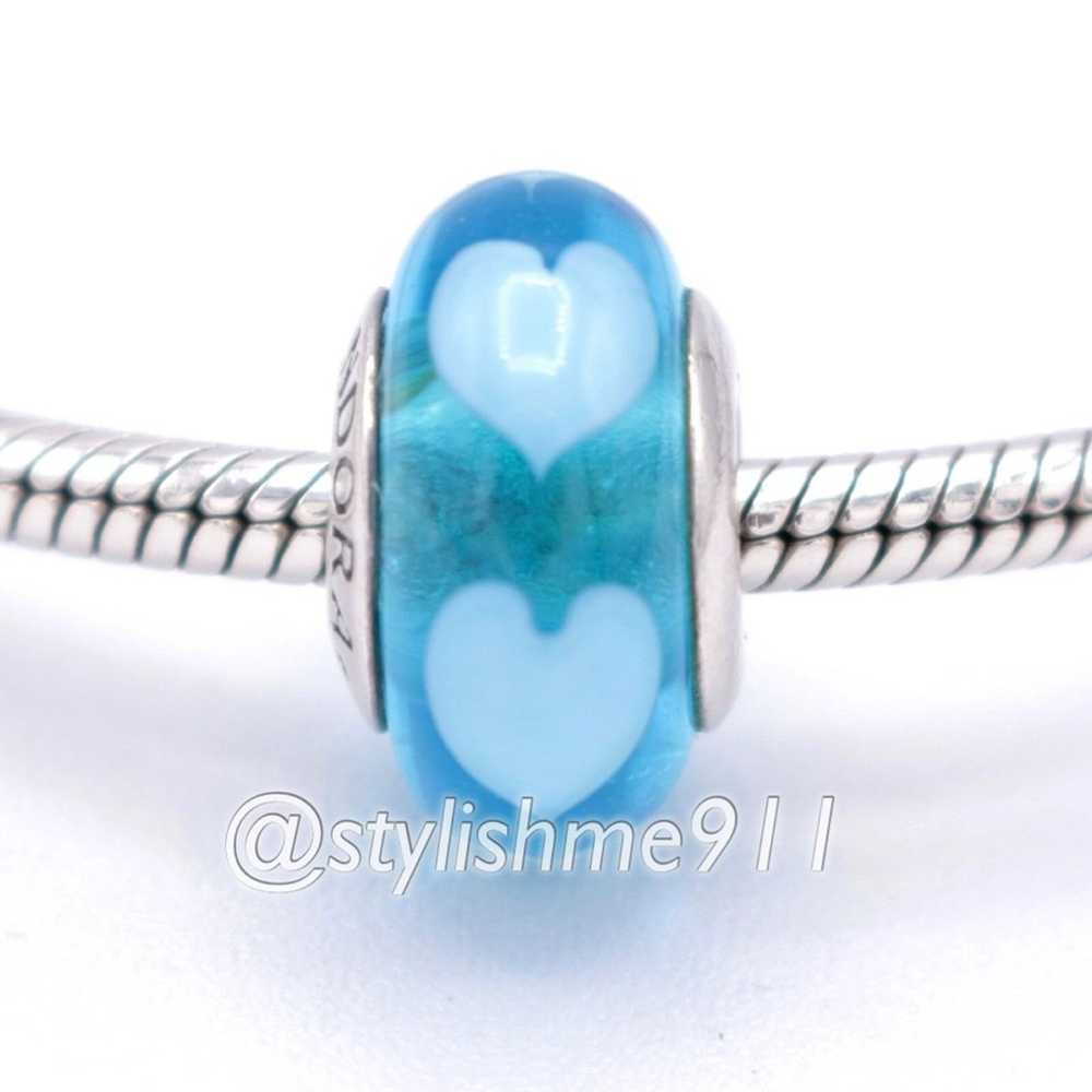 pandora Authentic PANDORA Aqua with Blue Hearts C… - image 1