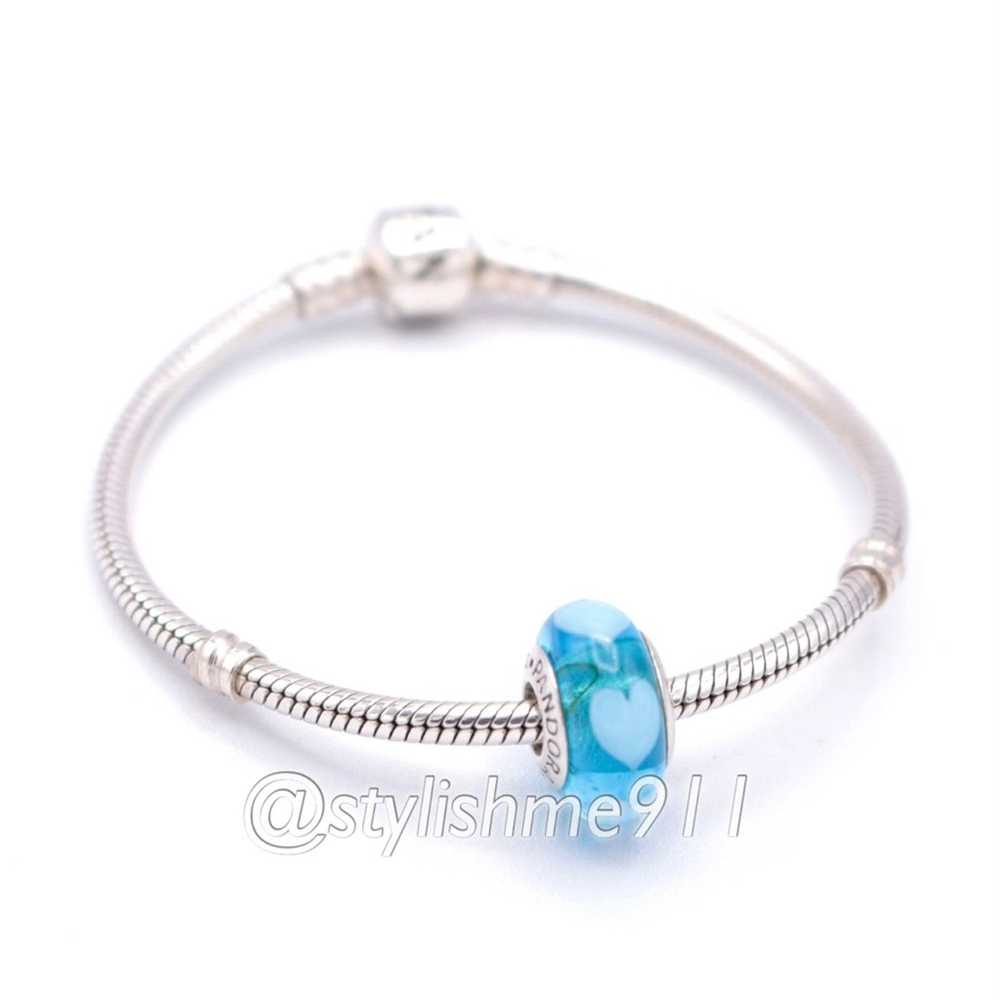 pandora Authentic PANDORA Aqua with Blue Hearts C… - image 5