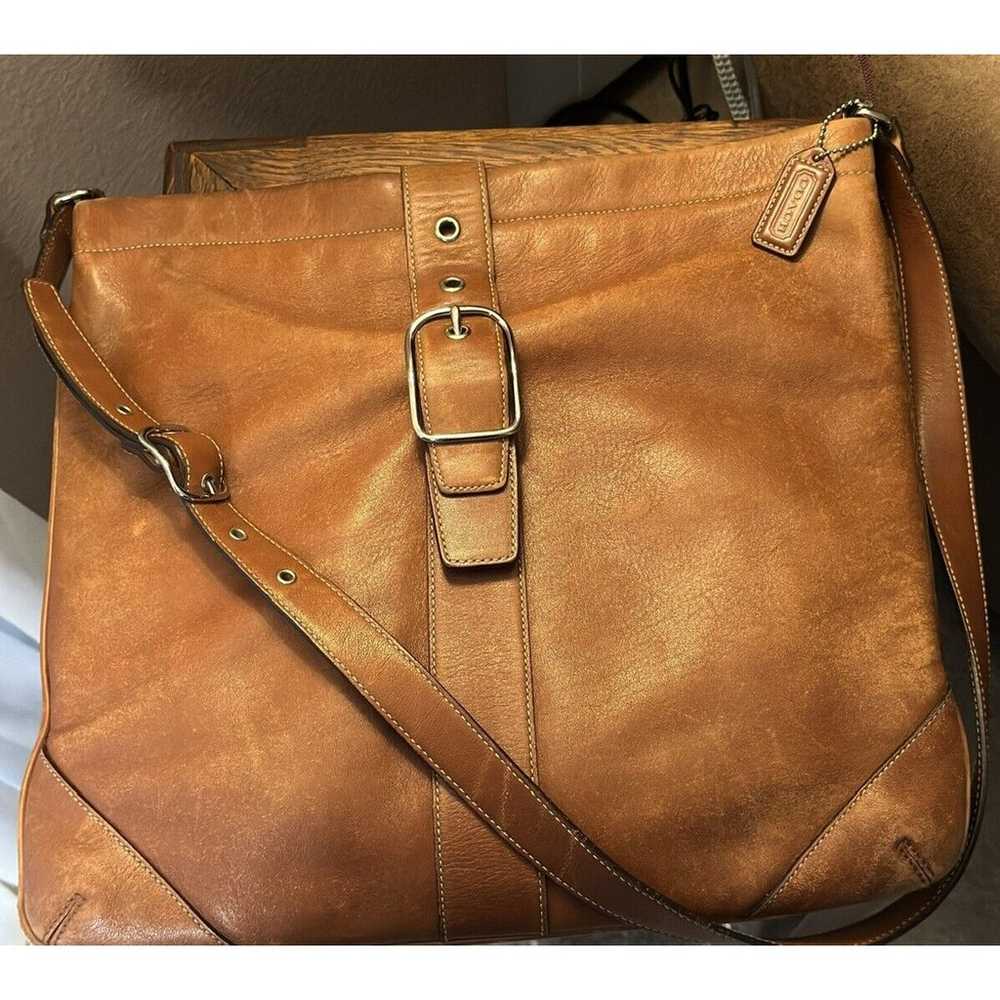 Vintage Coach Large Brown Leather Buckle Purse Ve… - image 12