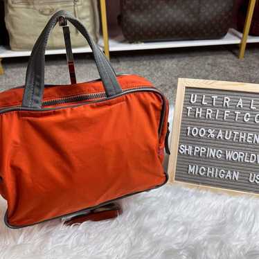 Authentic PRADA Orange Nylon Hand Bag