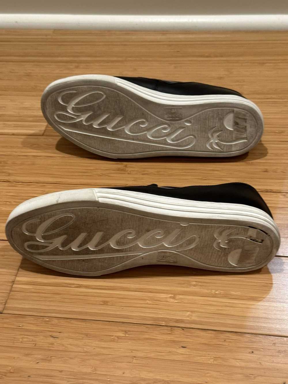 Gucci Gucci Low Cut Leather Black Slip-on Sneaker… - image 5