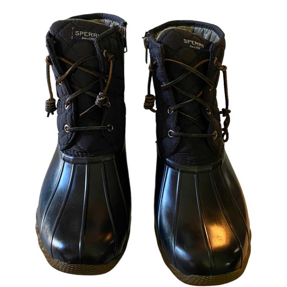 Sperry Black Waterproof Winter Rubber Boots Size … - image 2