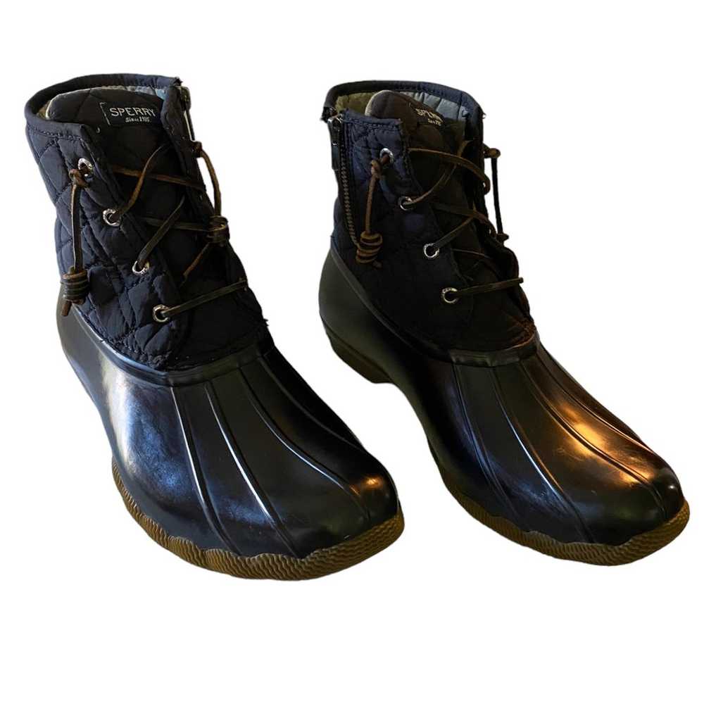 Sperry Black Waterproof Winter Rubber Boots Size … - image 3