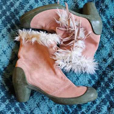 Camper pink suede heel boots size 6.5 (37)