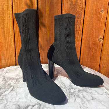 Charles David Black Knit Sock Boot Heels - image 1