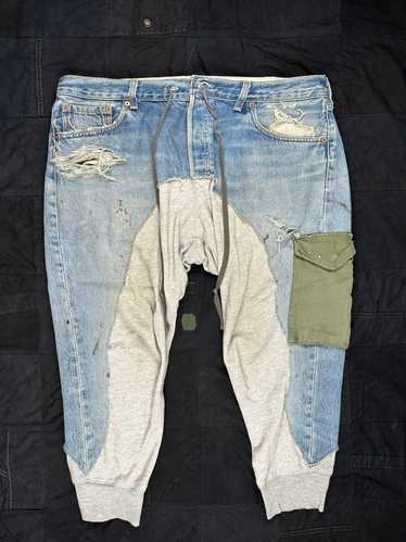 Greg Lauren Vintage Denim / Fleece with Army Pock… - image 1