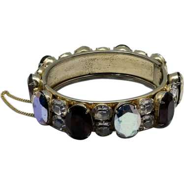 Vintage glass rhinestone jeweled bangle bracelet