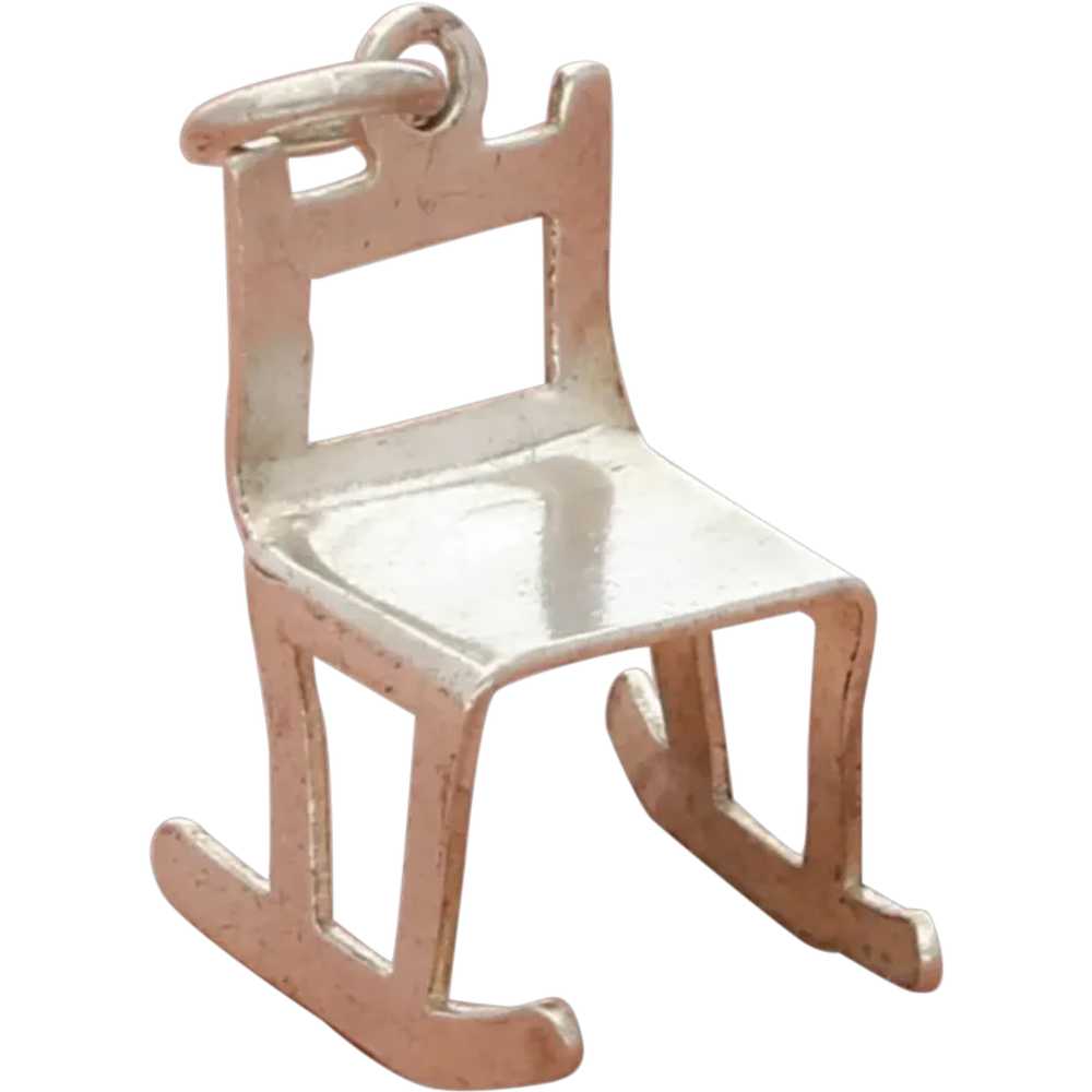 Sterling Silver Vintage 3D Rocking Chair Charm - image 1