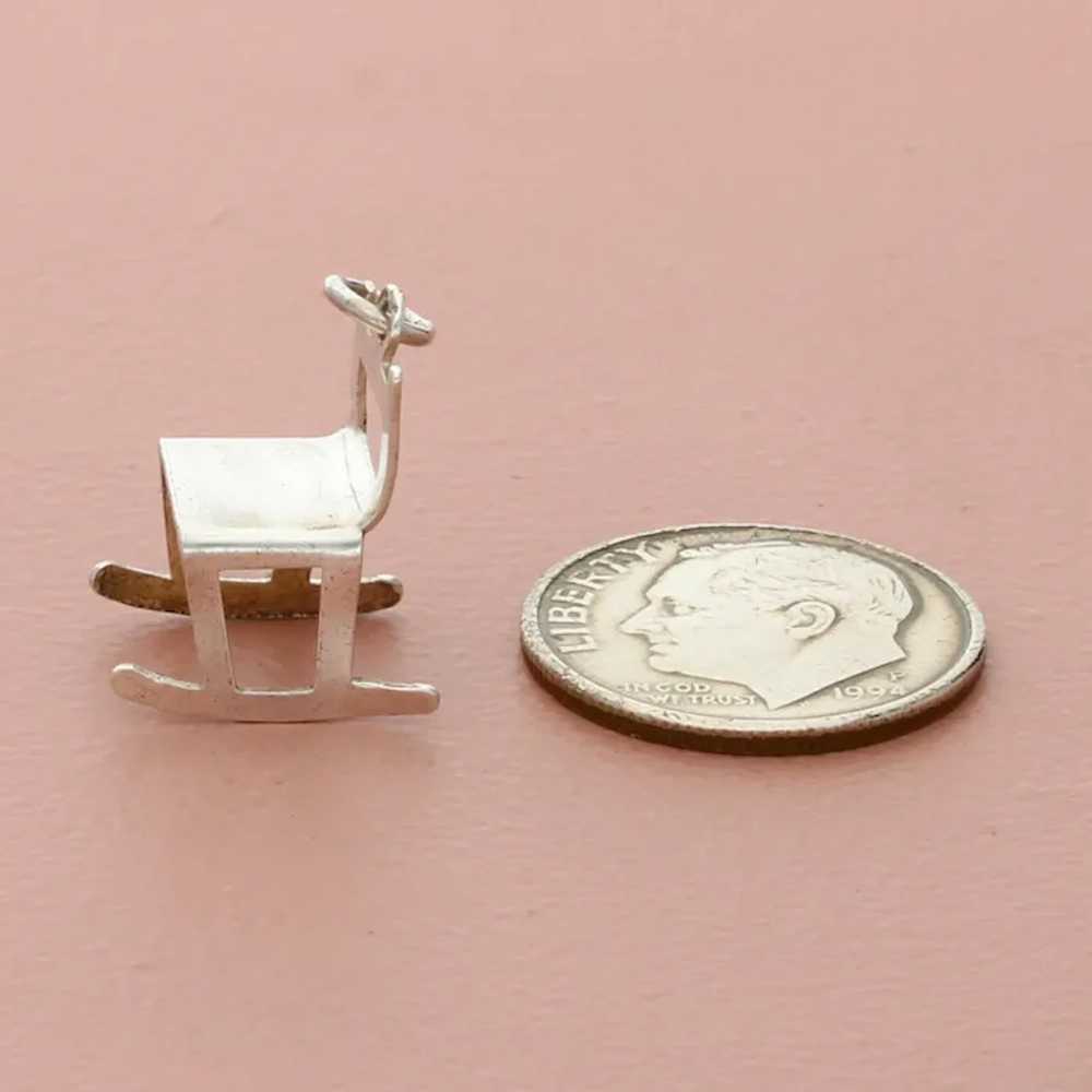 Sterling Silver Vintage 3D Rocking Chair Charm - image 4