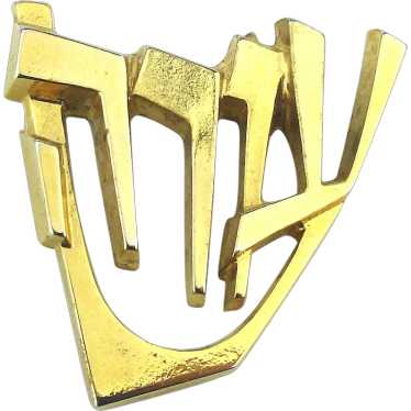 Modernist Michael Katz Judaica Pin Pendant Jerusa… - image 1