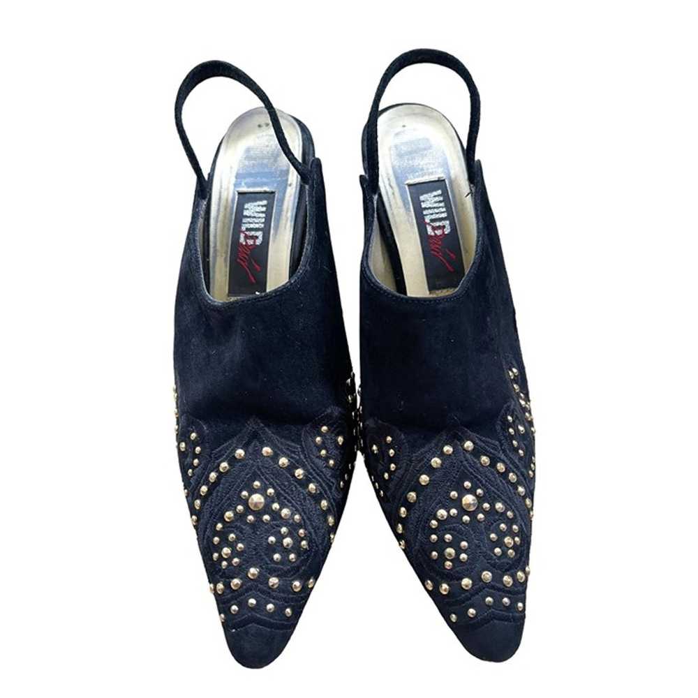 Vintage 90's Wild Pair 7.5 STUDDED Suede Slingbac… - image 2