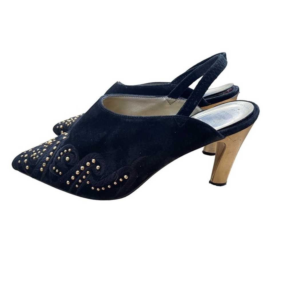 Vintage 90's Wild Pair 7.5 STUDDED Suede Slingbac… - image 5